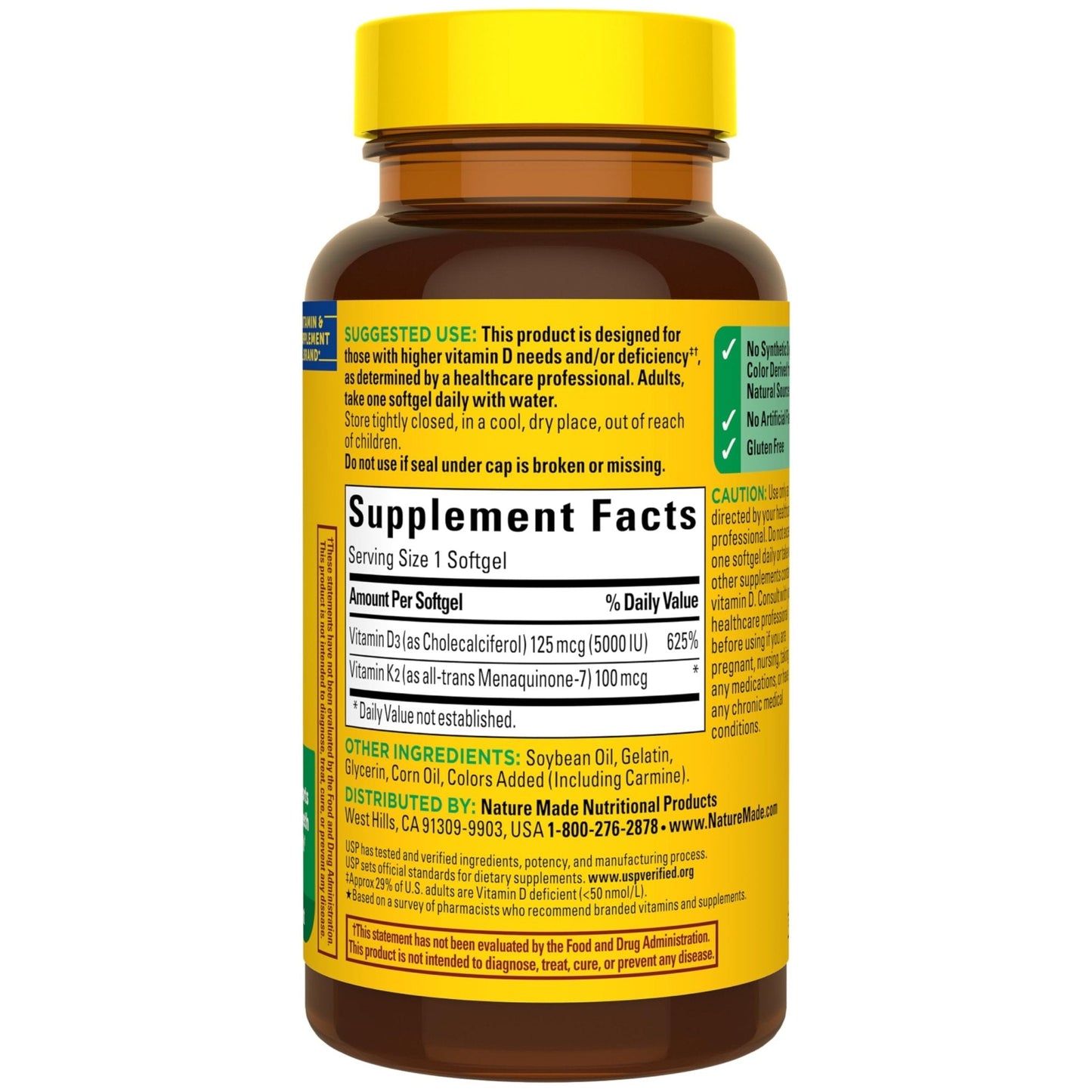 Nature Made Vitamin D3 K2 Supplement, 5000 IU (125 mcg) Vitamin D for Bone, Teeth, Muscle and Immune Support - Maple Wellness Supplements