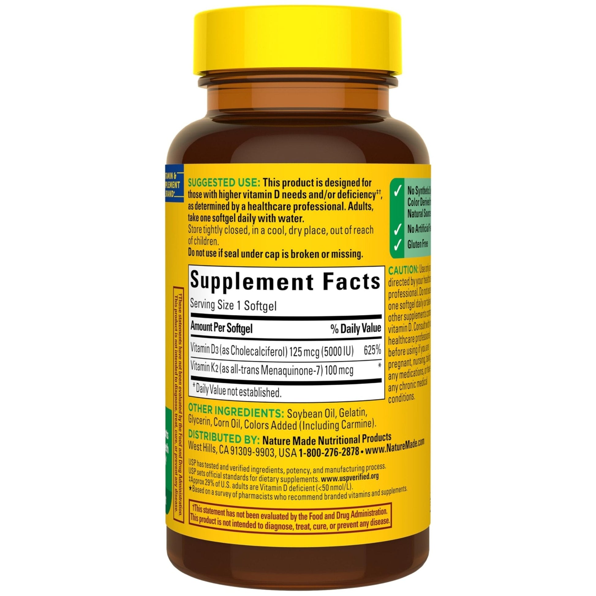 Nature Made Vitamin D3 K2 Supplement, 5000 IU (125 mcg) Vitamin D for Bone, Teeth, Muscle and Immune Support - Maple Wellness Supplements