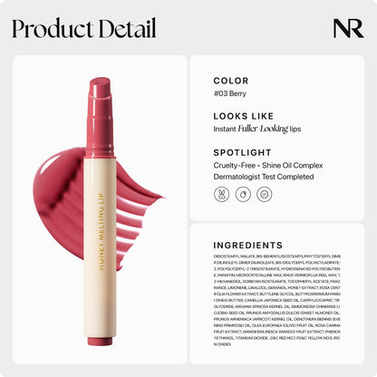 Nature Republic HONEY MELTING LIP (03 BERRY) SOFT LIP STICK, Hydrating Gloss, Moisturizing balms, Sheer tint, Shine & Glowy Finish, korean make up - Maple Wellness Supplements