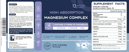 NATURE TARGET Magnesium Powder Supplement with Glycinate, Citrate, Malate, Magnesium Complex with L-Theanine & Vitamin B6 for Muscle, Heart & Brain, Vegan, 10.58 oz (100 Servings), Lemon Orange Flavor - Maple Wellness Supplements