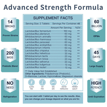 NATURE TARGET Probiotics for Men with Men Care Supplement, Prebiotics & Probiotic for Men's Digestive and Immune Health,60 Billion CFUs & 14 Strains Shelf Stable, - Maple Wellness Supplements