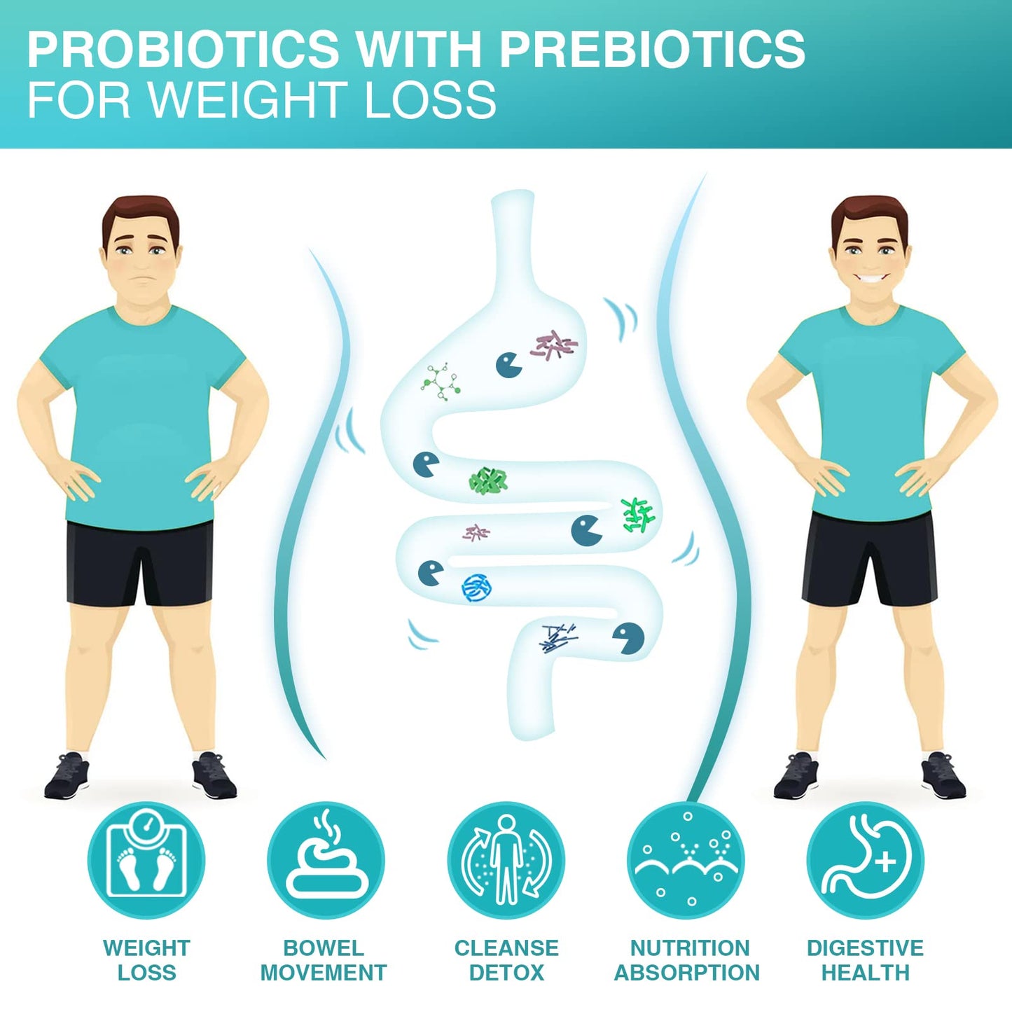 NATURE TARGET Probiotics for Men with Men Care Supplement, Prebiotics & Probiotic for Men's Digestive and Immune Health,60 Billion CFUs & 14 Strains Shelf Stable, - Maple Wellness Supplements