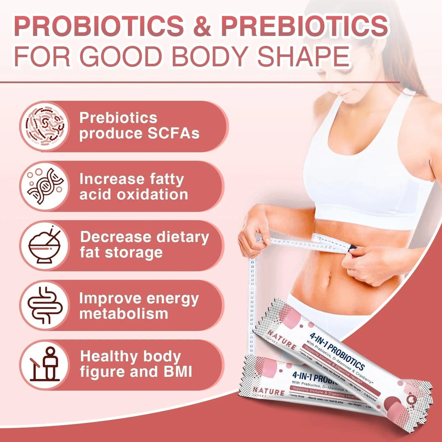 NATURE TARGET Probiotics-for-Women Prebiotics-and-Probiotics-Powder, 100-Billion-CFUs 45-Day-Supply, Women's-Probiotic with D-Mannose and Cranberry for Urinary Tract/Gut/Digestive Health - Maple Wellness Supplements