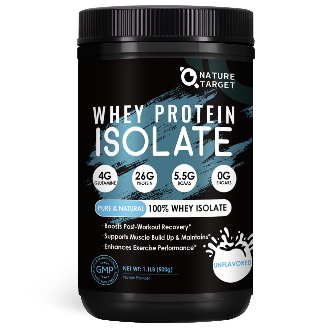 NATURE TARGET Unflavored Whey Protein Isolate - 26g Protein, 0g Sugar, Keto Friendly - No rBGH, Grass Fed - Perfect for Coffee, Baking & Smoothies - 1.10 LB (16 Servings) - Maple Wellness Supplements