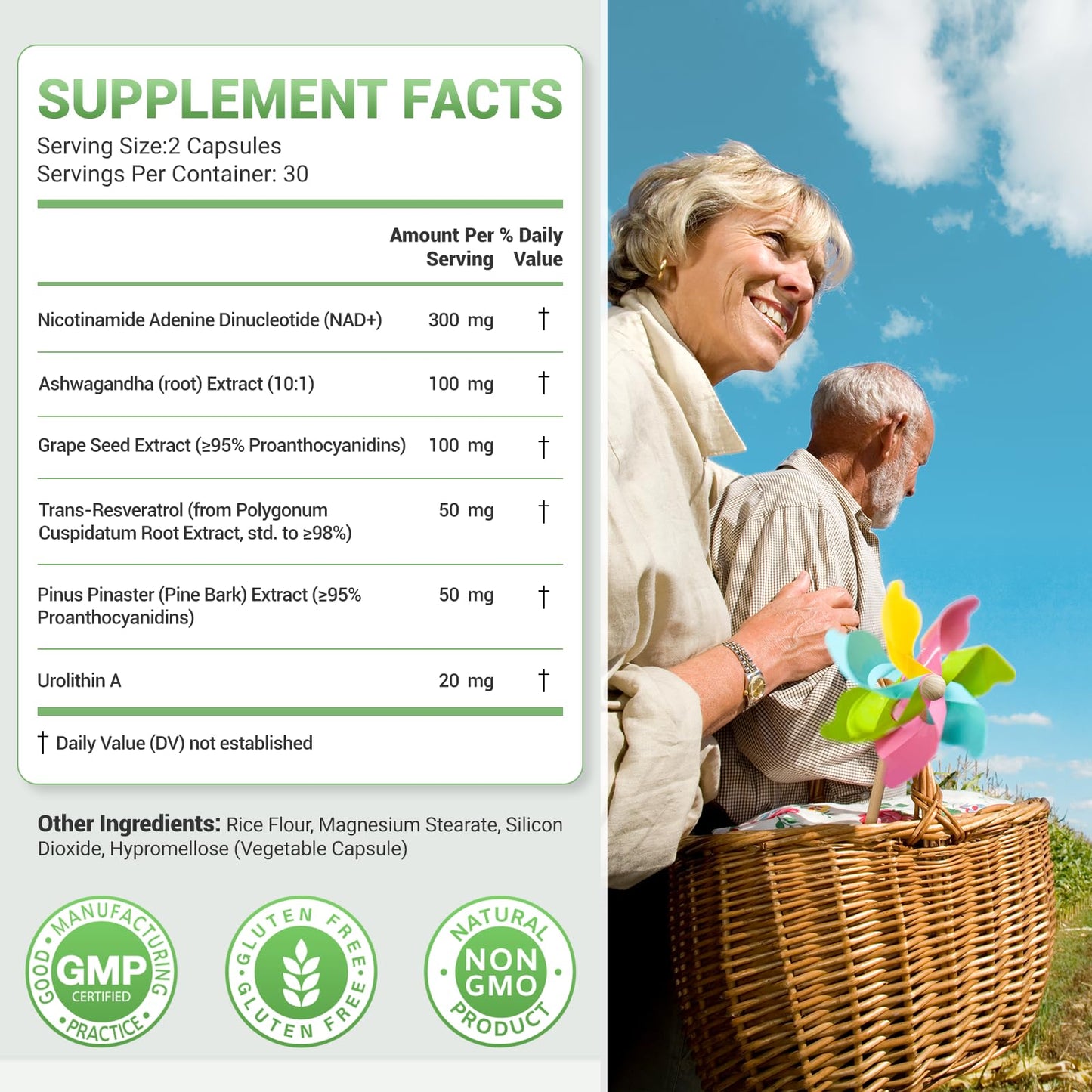Nature Whisper NAD+ Supplement 620mg | 6-in-1 Complex with Resveratrol, Ashwagandha & Urolithin A - Daily Energy Stack for Focus, Brain Fog & Healthy Aging - 60 Capsules - Maple Wellness Supplements