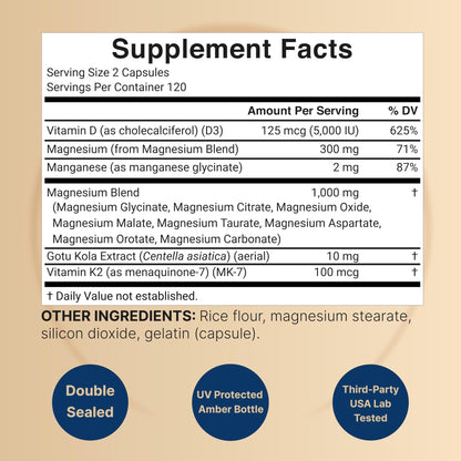 NatureBell 12-in-1 Magnesium Complex 1000mg, 4-Months Supply – Magnesium Glycinate, Citrate, Taurate, Malate, & More – High Absorption Formula for Men & Women – Chelated & Purified – 240 Capsules - Maple Wellness Supplements