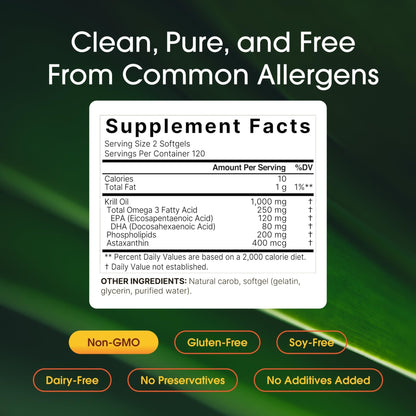 NatureBell Antarctic Krill Oil 1,000mg - 240 Softgels - Omega-3 Heart, Joint & Immune Health Support* - Maple Wellness Supplements