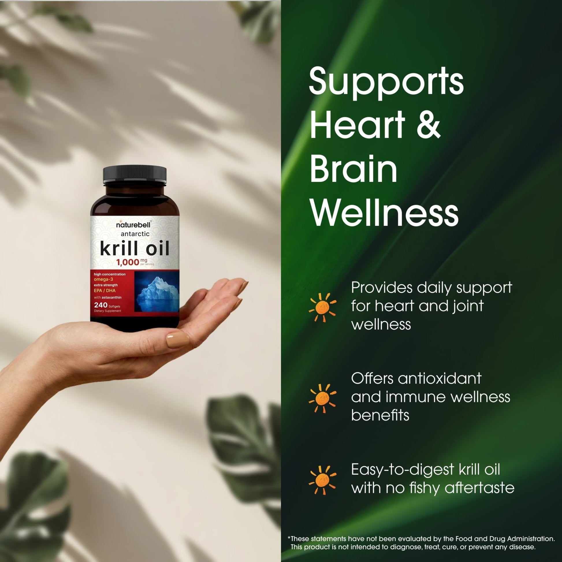 NatureBell Antarctic Krill Oil 1,000mg - 240 Softgels - Omega-3 Heart, Joint & Immune Health Support* - Maple Wellness Supplements