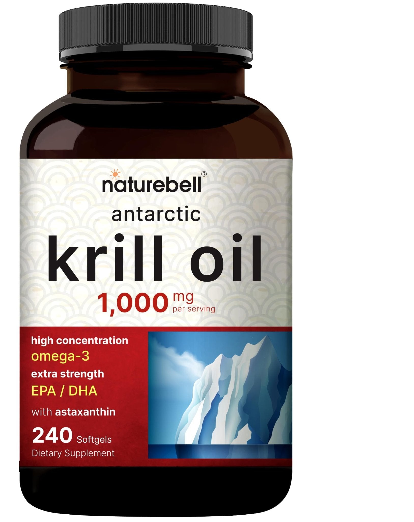 NatureBell Antarctic Krill Oil 1000mg Supplement, 240 Softgels, Natural Source of Omega-3 - Maple Wellness Supplements