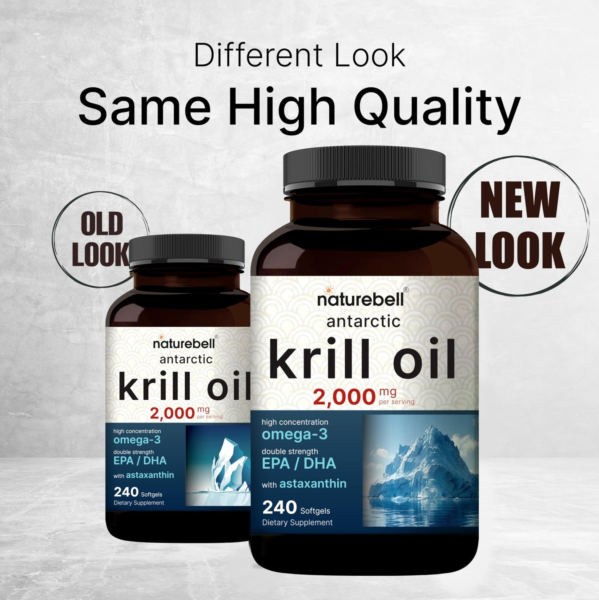 NatureBell Antarctic Krill Oil 2000mg Supplement, 240 Softgels, 3X Strength Natural Source of Omega-3s, EPA 240mg + DHA 160mg + Astaxanthin 800mcg - Maple Wellness Supplements