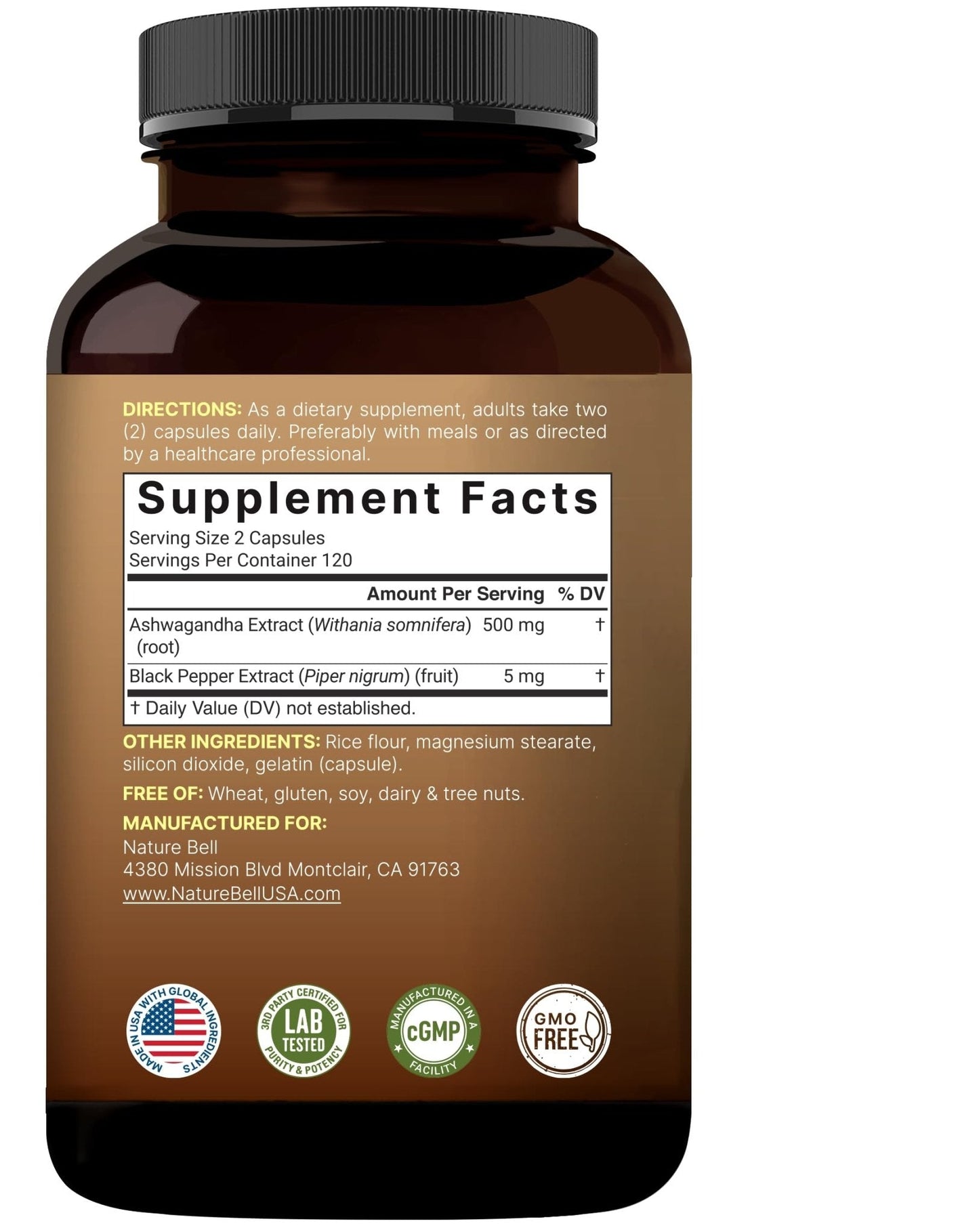 NatureBell Ashwagandha Root with Black Pepper Extract - 240 Capsules - High Strength Adaptogen for Calmness, Relaxation & Immune Support* - Maple Wellness Supplements