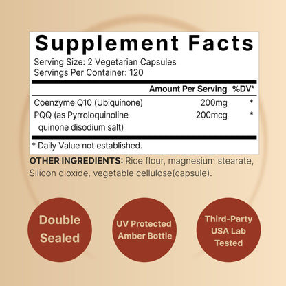 NatureBell CoQ10 200mg with PQQ, 240 Veggie Capsules | Stable High Absorption Form – Antioxidant Support for Heart, & Energy Health - Maple Wellness Supplements