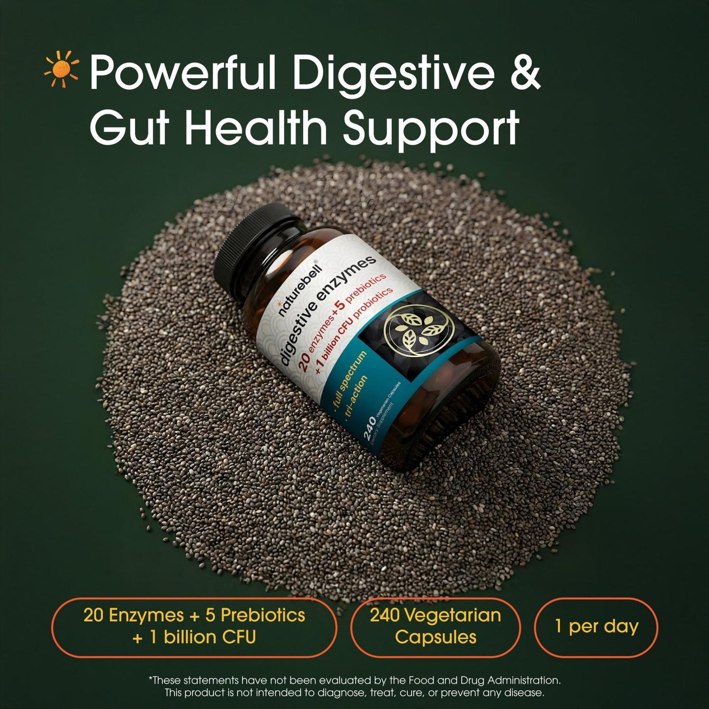 NatureBell Digestive Enzymes - 240 Capsules - Gut & Digestive Health Support Supplement* - with 20 Enzymes, - Maple Wellness Supplements