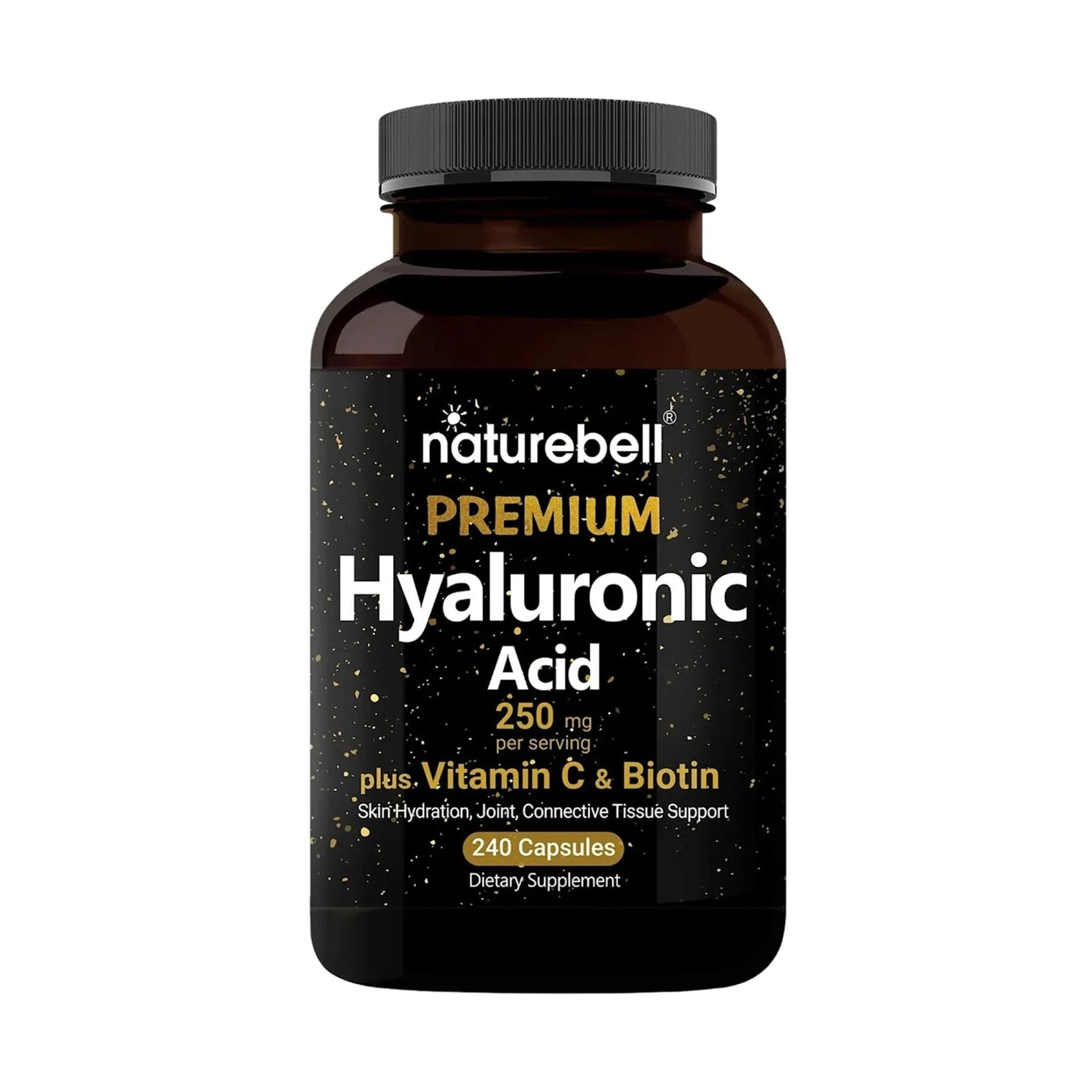 NatureBell Hyaluronic Acid 250mg - 240 Capsules - 250mg Hyaluronic Acid, 5000mcg Biotin & 25 mg Vitamin C - Supports Skin - Maple Wellness Supplements