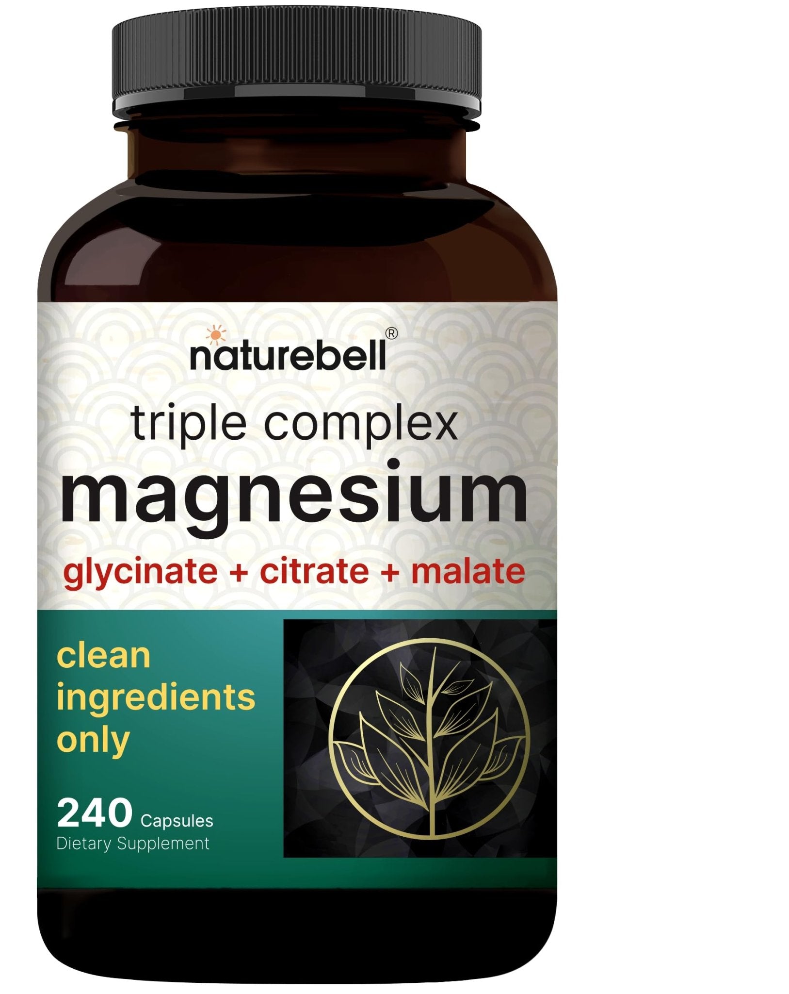 NatureBell Magnesium Complex for Women & Men 1,000mg Per Serving – 240 Capsules – Triple Magnesium Complex with Glycinate, Citrate & Malate – Chelated & Purified – Non‑GMO, Filler Free - Maple Wellness Supplements