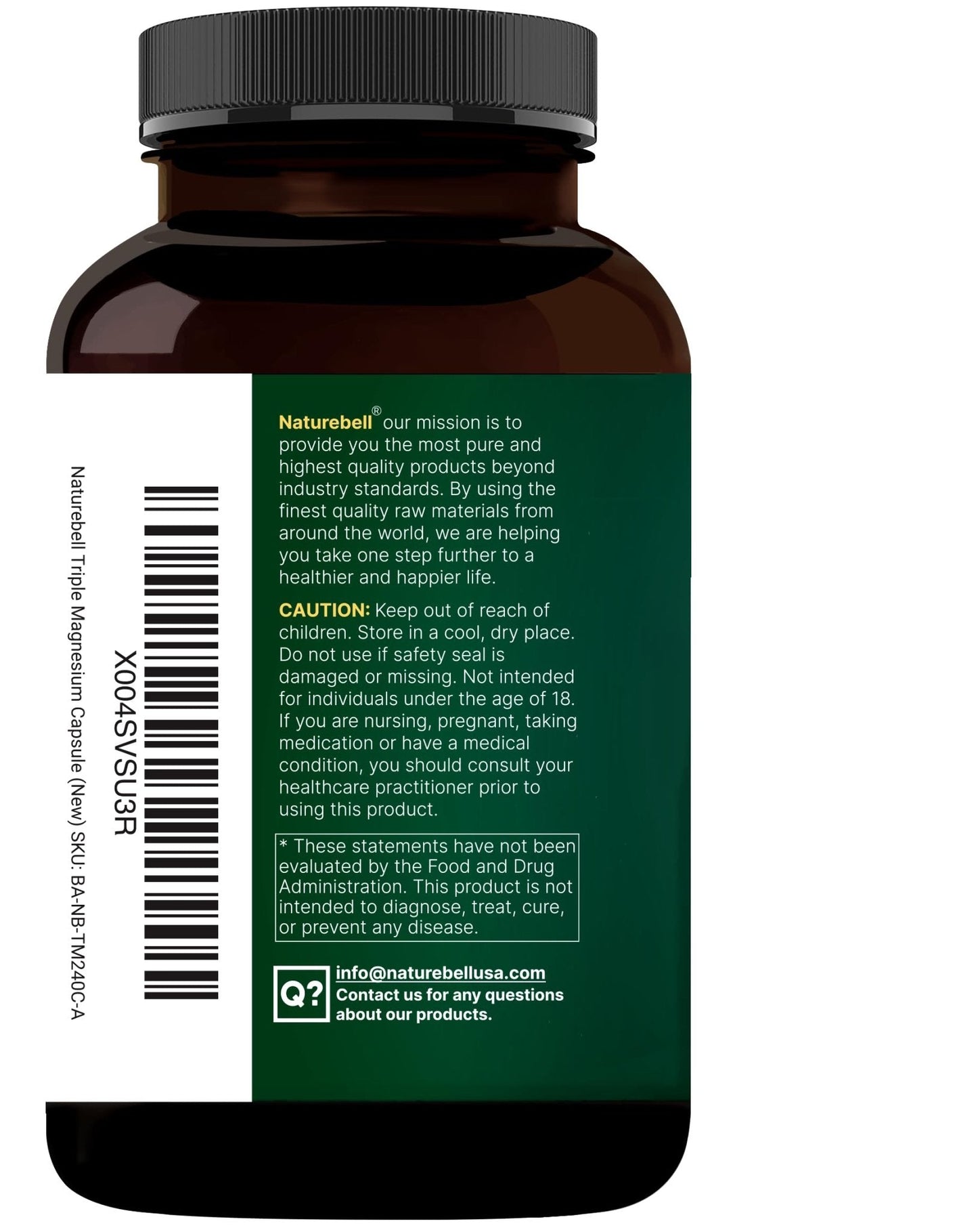 NatureBell Magnesium Complex for Women & Men 1,000mg Per Serving – 240 Capsules – Triple Magnesium Complex with Glycinate, Citrate & Malate – Chelated & Purified – Non‑GMO, Filler Free - Maple Wellness Supplements