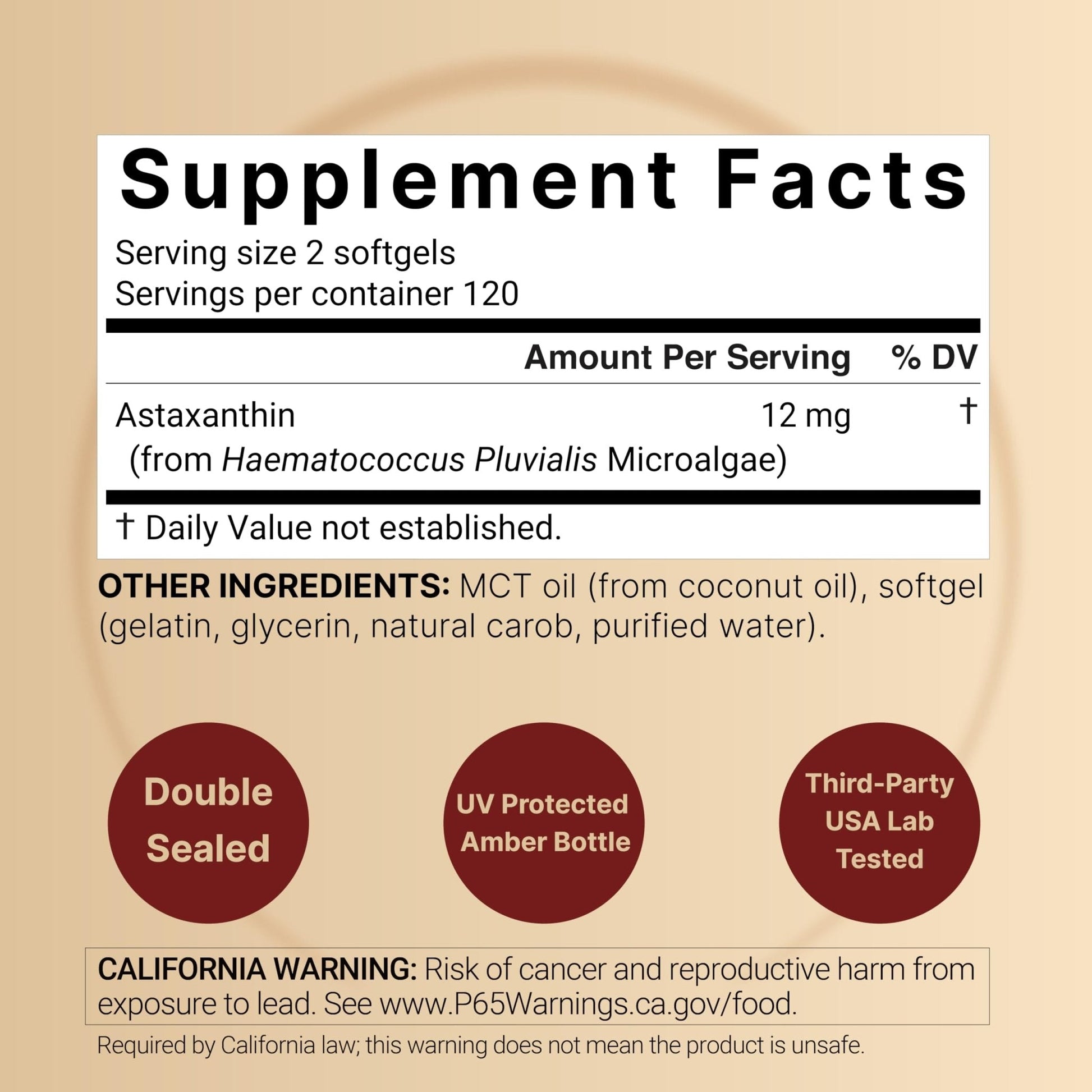 NatureBell Maximum Strength Astaxanthin 12mg, 240 Softgels - 4 Month Supply - Natural Antioxidant from Haematococcus - Maple Wellness Supplements