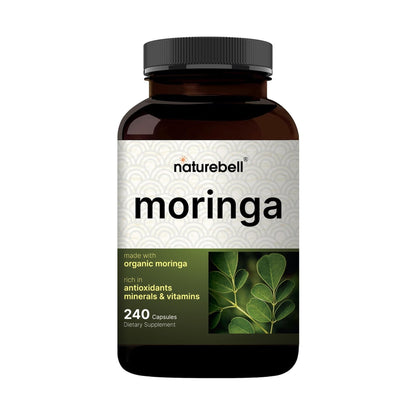 NatureBell Moringa - 240 Capsules - Organic Moringa for Immune, Energy & Skin Health Support - Green Superfood Properties - Maple Wellness Supplements