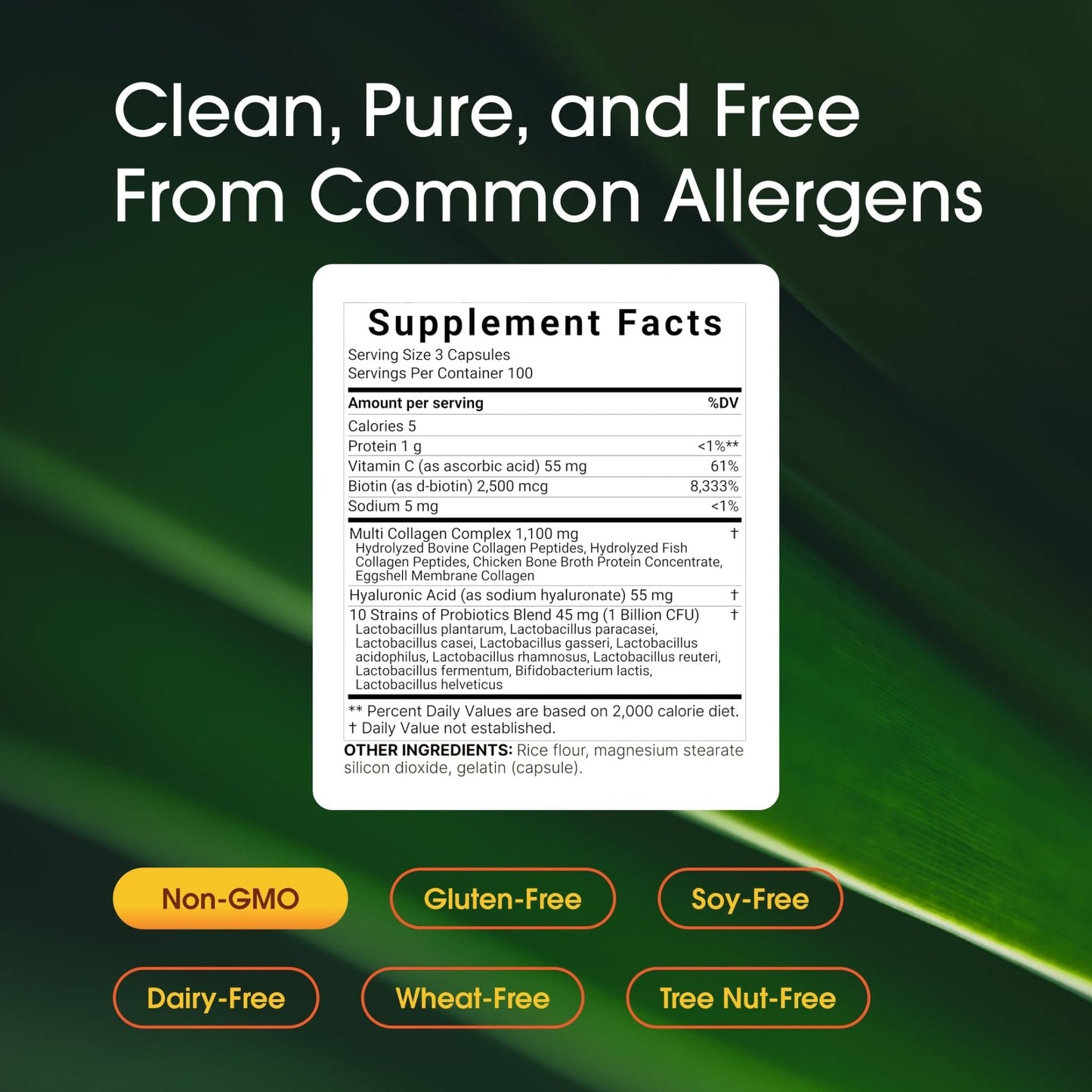 NatureBell Multi Collagen Complex - 300 Capsules - 5 Collagen Peptides (Type I, II, III, V, X), Hyaluronic Acid, Biotin & Probiotics - Maple Wellness Supplements