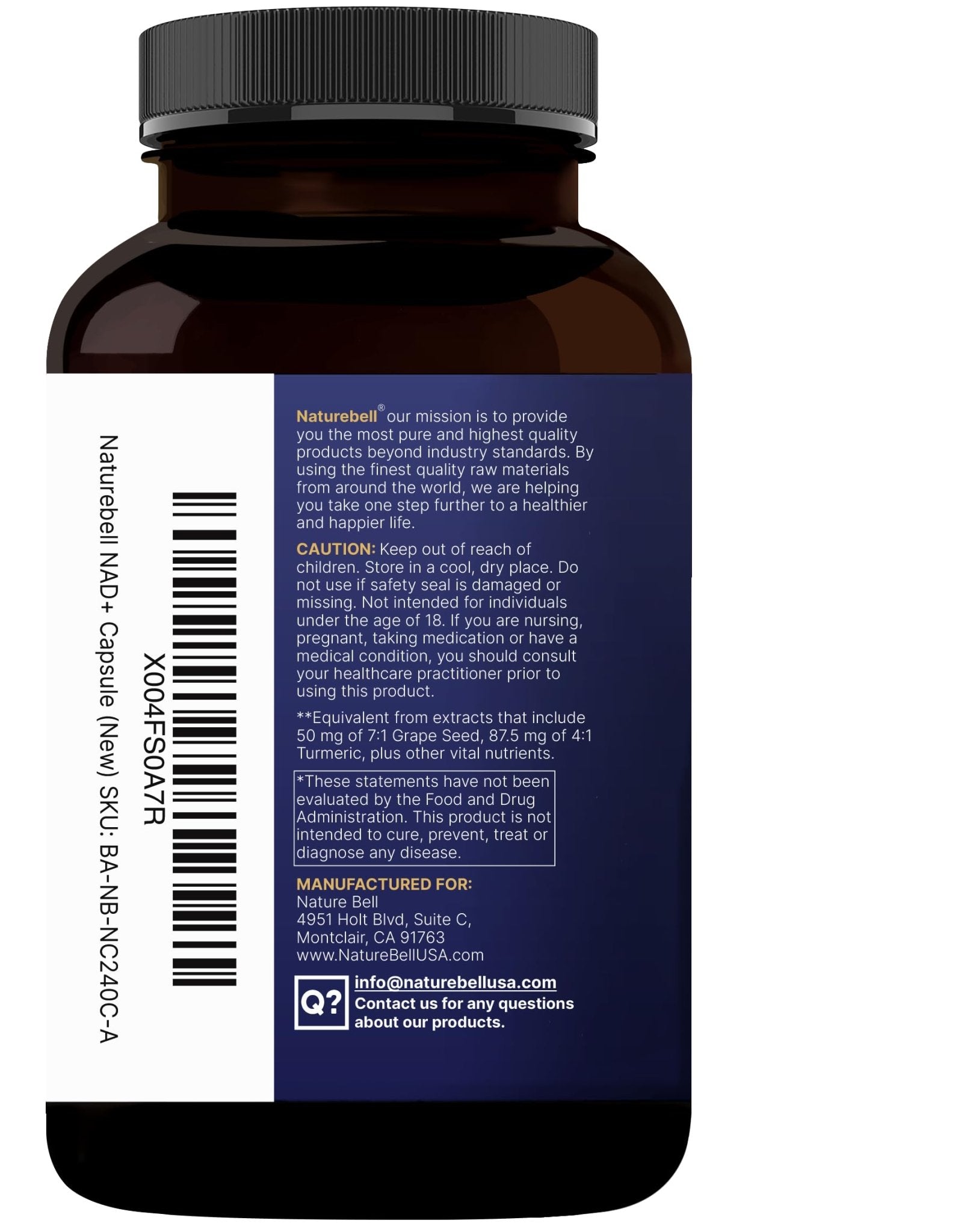 NatureBell NAD+ Complex 1,500mg Per Serving, 240 Veggie Capsules | NMN Supplement Alternative | NAD Plus Resveratrol, Hyaluronic Acid, Quercetin, Fisetin, Collagen, & More – Non-GMO - Maple Wellness Supplements
