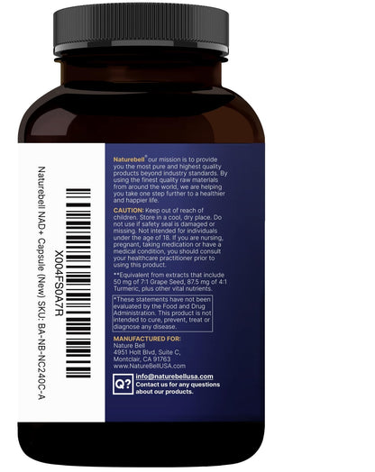NatureBell NAD+ Complex 1,500mg Per Serving, 240 Veggie Capsules | NMN Supplement Alternative | NAD Plus Resveratrol, Hyaluronic Acid, Quercetin, Fisetin, Collagen, & More – Non-GMO - Maple Wellness Supplements