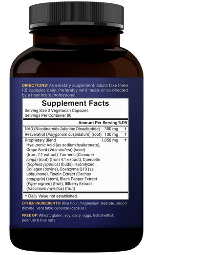 NatureBell NAD+ Complex 1,500mg Per Serving, 240 Veggie Capsules | NMN Supplement Alternative | NAD Plus Resveratrol, Hyaluronic Acid, Quercetin, Fisetin, Collagen, & More – Non-GMO - Maple Wellness Supplements