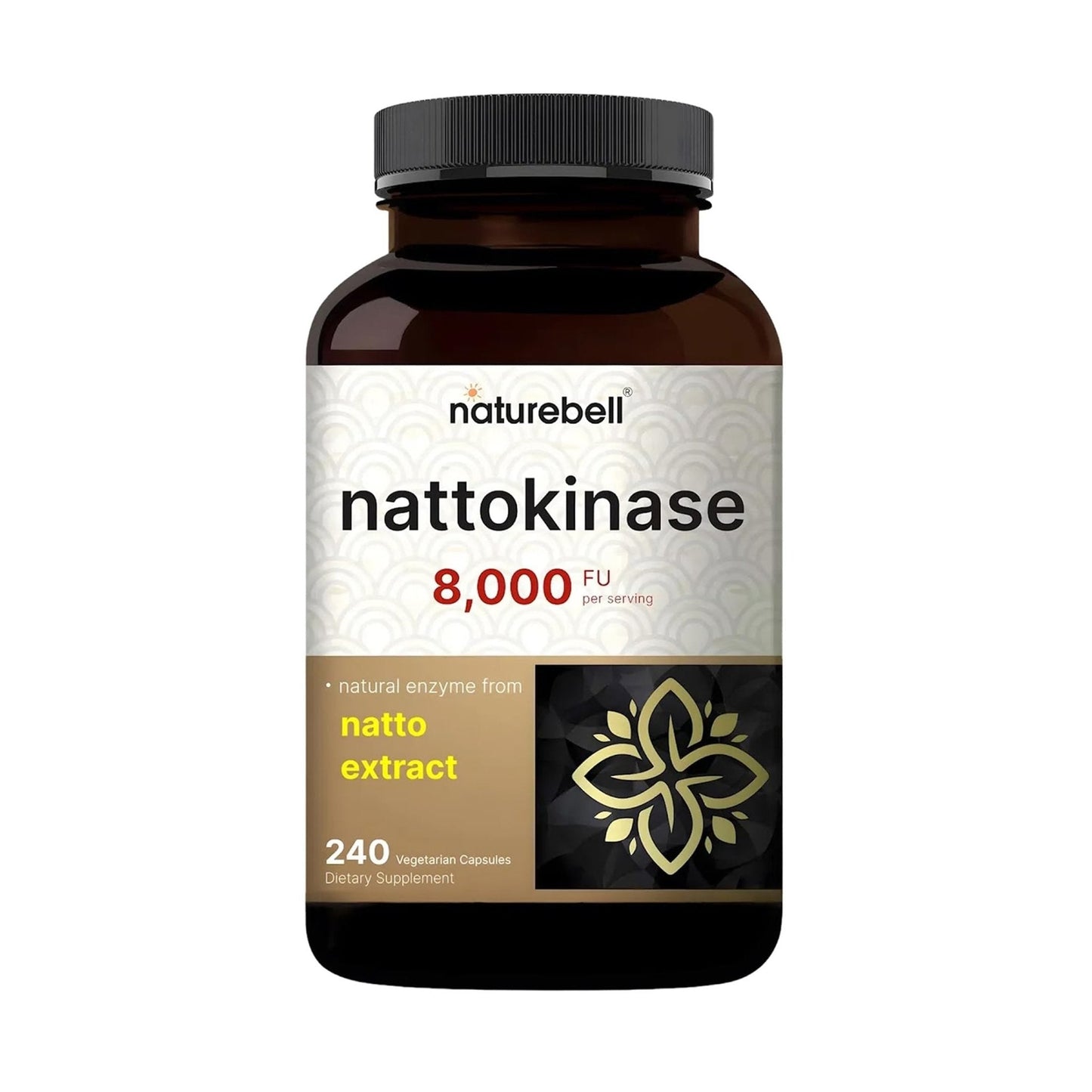NatureBell Nattokinase - 240 Capsules - 8,000 FU Max Strength from Fermented Natto Extract - for Heart Health - Maple Wellness Supplements