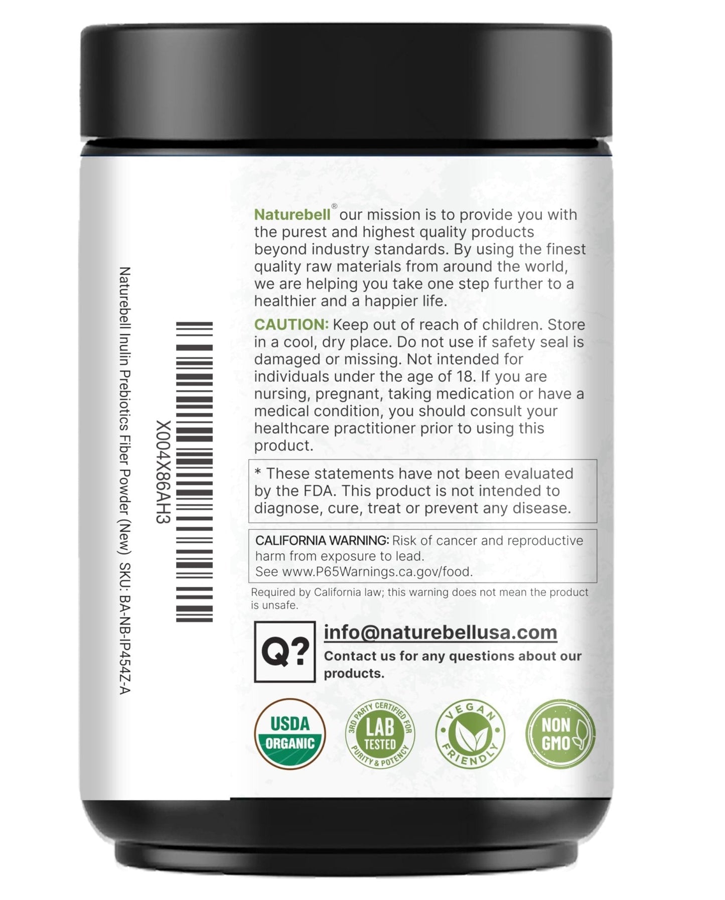 NatureBell Organic Inulin Prebiotic Fiber Powder, 1lb | Natural Chicory Root Source – Easily Mixes with Coffee or Smoothies – Fiber Supplement for Women & Men - Maple Wellness Supplements