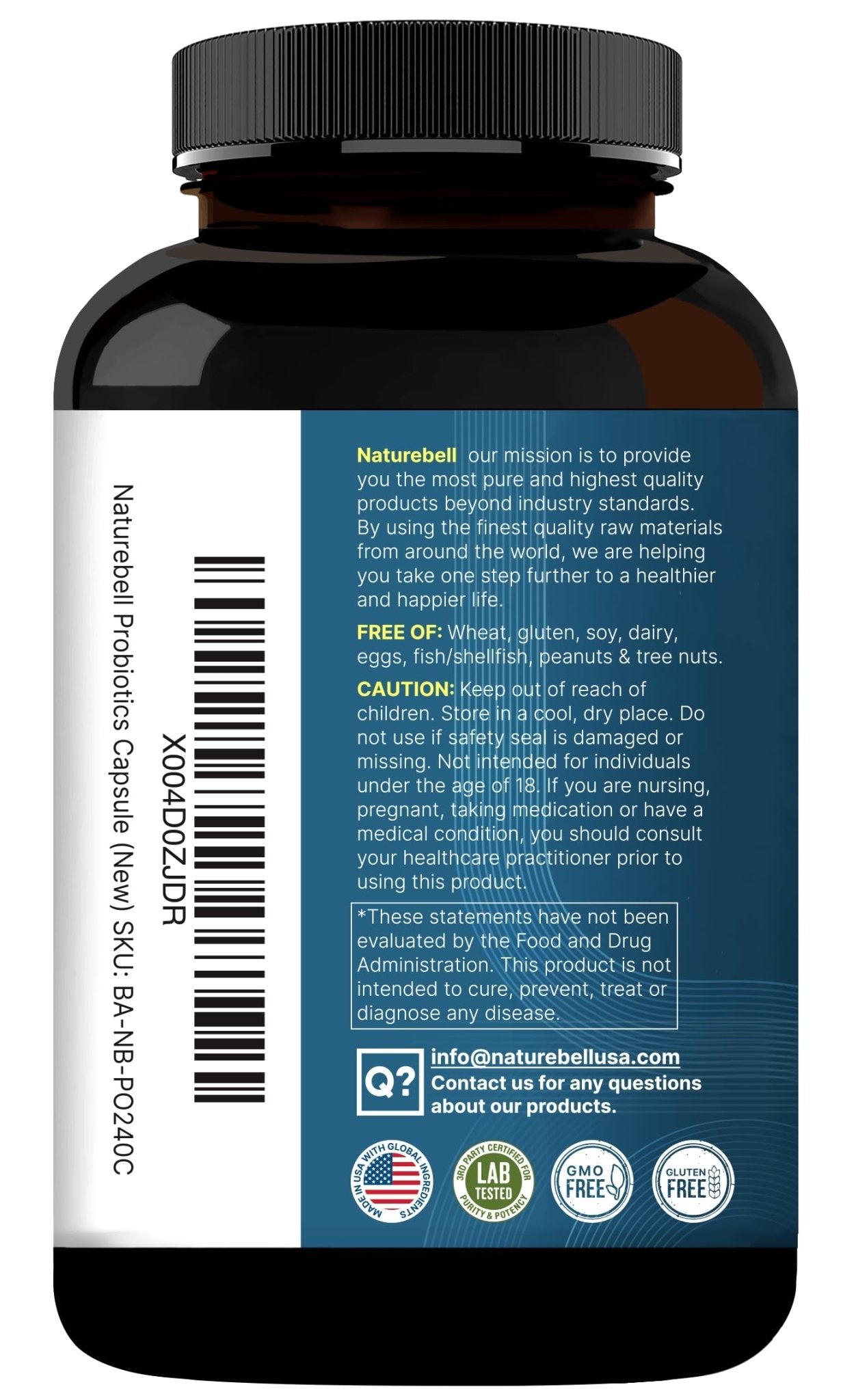 NatureBell Probiotic 200 Billion CFU – 40 Strains Per Serving | 240 Veggie Capsules with Prebiotics and Probiotics – Full Spectrum Complex with Enzymes - Maple Wellness Supplements