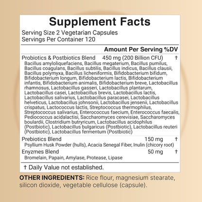 NatureBell Probiotic 200 Billion CFU – 40 Strains Per Serving | 240 Veggie Capsules with Prebiotics and Probiotics – Full Spectrum Complex with Enzymes - Maple Wellness Supplements