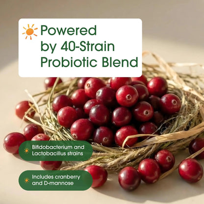 NatureBell Women's Probiotics+ - 240 Vegetarian Capsules - Prebiotic, Probiotic, Postbiotic & Digestive Enzymes - Made with Cranberry, D-Mannose, Inositol & More - Maple Wellness Supplements