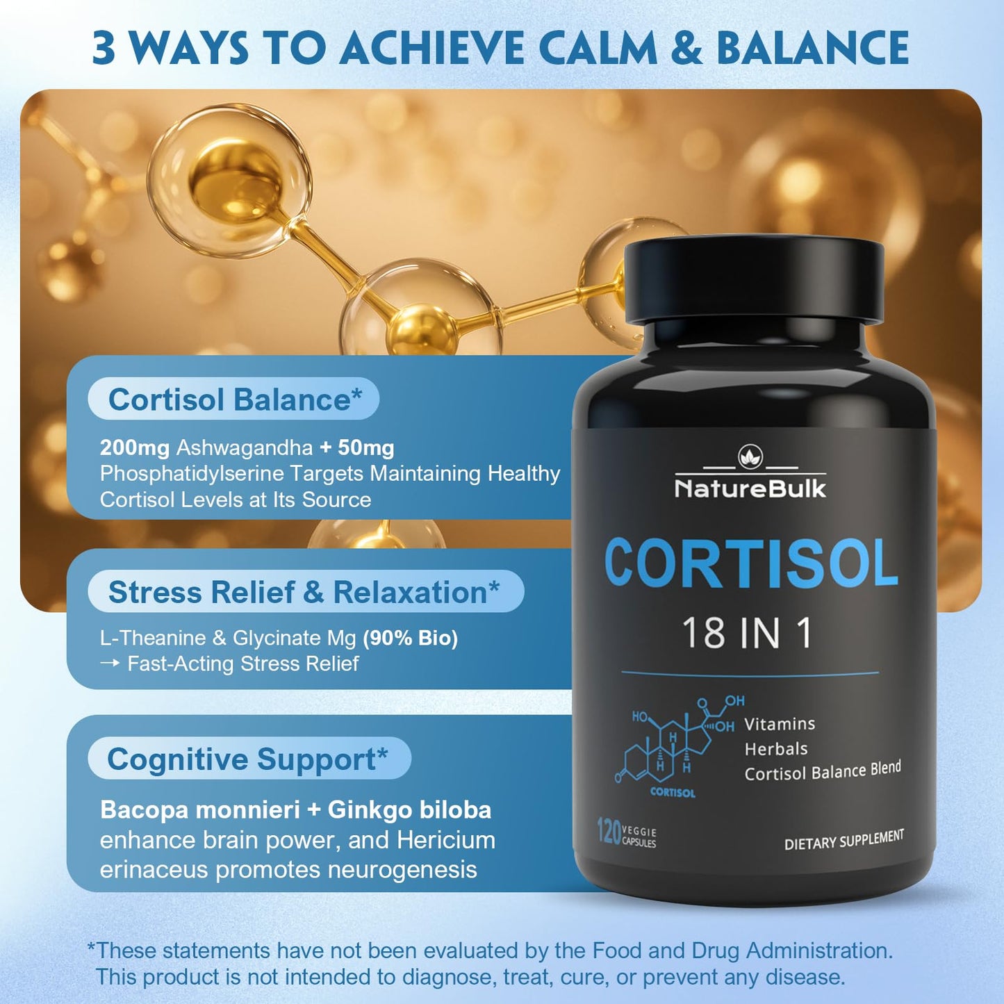 NATUREBULK Cortisol Supplements for Women, 18-in-1 - Premium Blend with Ashwagandha, Rhodiola, Magnesium & L-Theanine - Stress Response Support & Mood Enhancement Formula - 120 Vegetarian Capsules - Maple Wellness Supplements