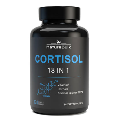 NATUREBULK Cortisol Supplements for Women, 18-in-1 - Premium Blend with Ashwagandha, Rhodiola, Magnesium & L-Theanine - Stress Response Support & Mood Enhancement Formula - 120 Vegetarian Capsules - Maple Wellness Supplements
