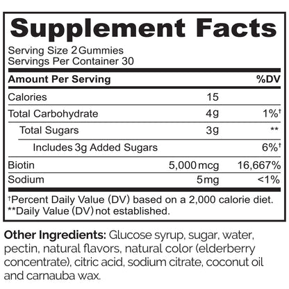 NATURELO Biotin Gummies - Supports Healthy Hair, Skin & Nails - High Potency 2500 mcg - Non GMO, Gluten Free - 60 Gummies - Maple Wellness Supplements