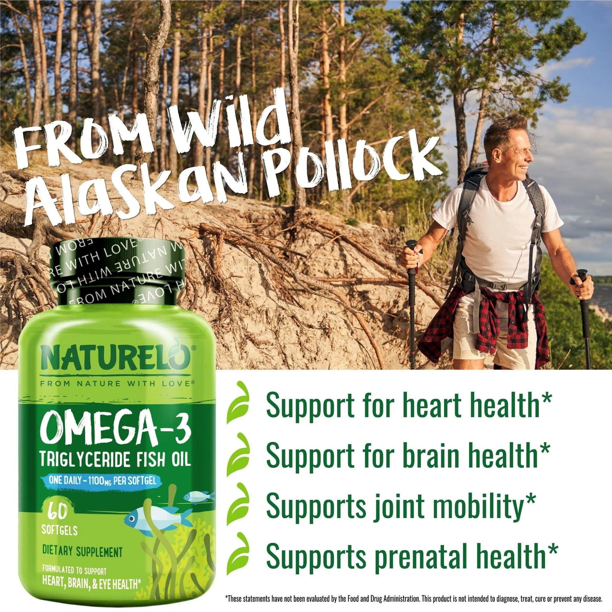 NATURELO Burpless Omega 3 Fish Oil Supplement - 1100mg Triglyceride Omega-3, EPA + DHA, Liquid Fish Oil for Heart, Eye, Brain, Joint Health - Maple Wellness Supplements