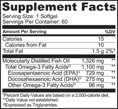 NATURELO Burpless Omega 3 Fish Oil Supplement - 1100mg Triglyceride Omega-3, EPA + DHA, Liquid Fish Oil for Heart, Eye, Brain, Joint Health - Maple Wellness Supplements