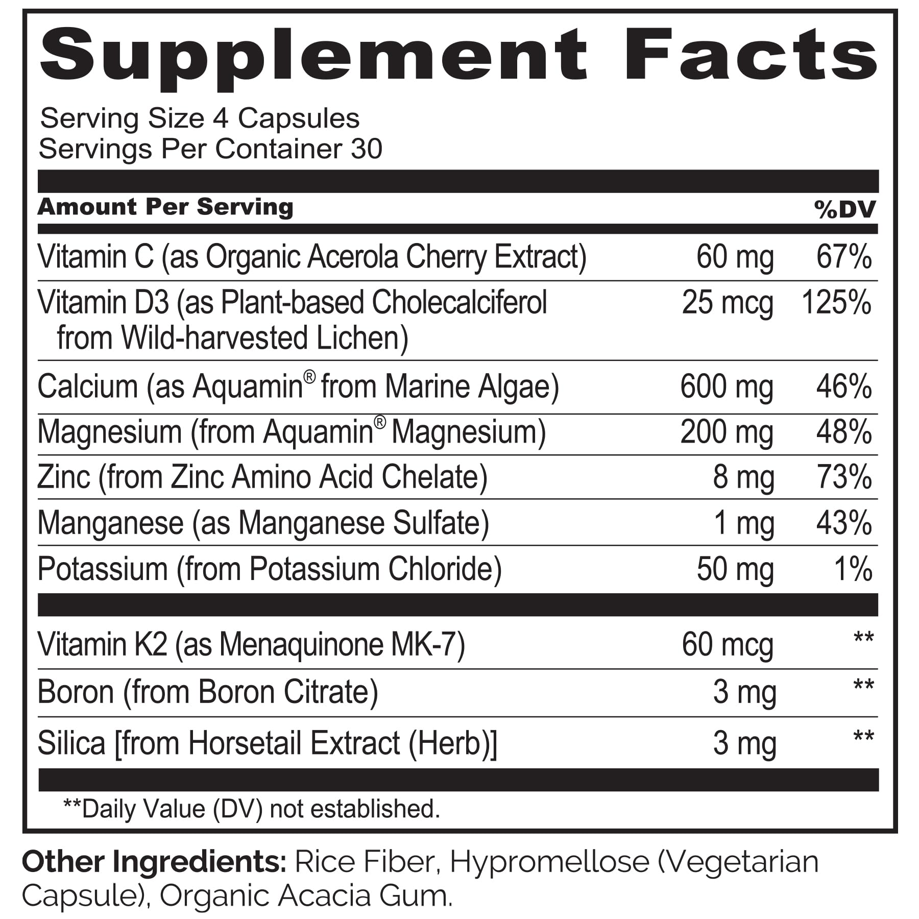 NATURELO Calcium Supplement - with Vitamin C, Vitamin D3, K2, and Calcium Magnesium Zinc for Bone Strength with Calcium 600mg - Plant-Based, 120 Vegetarian Capsules - Maple Wellness Supplements