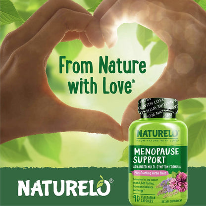 NATURELO Menopause Supplements for Women, Herbal Blend with Black Cohosh for Menopause Hot Flashes Advanced Estrogen Multi-Symptom Formula 90 Capsules - Maple Wellness Supplements