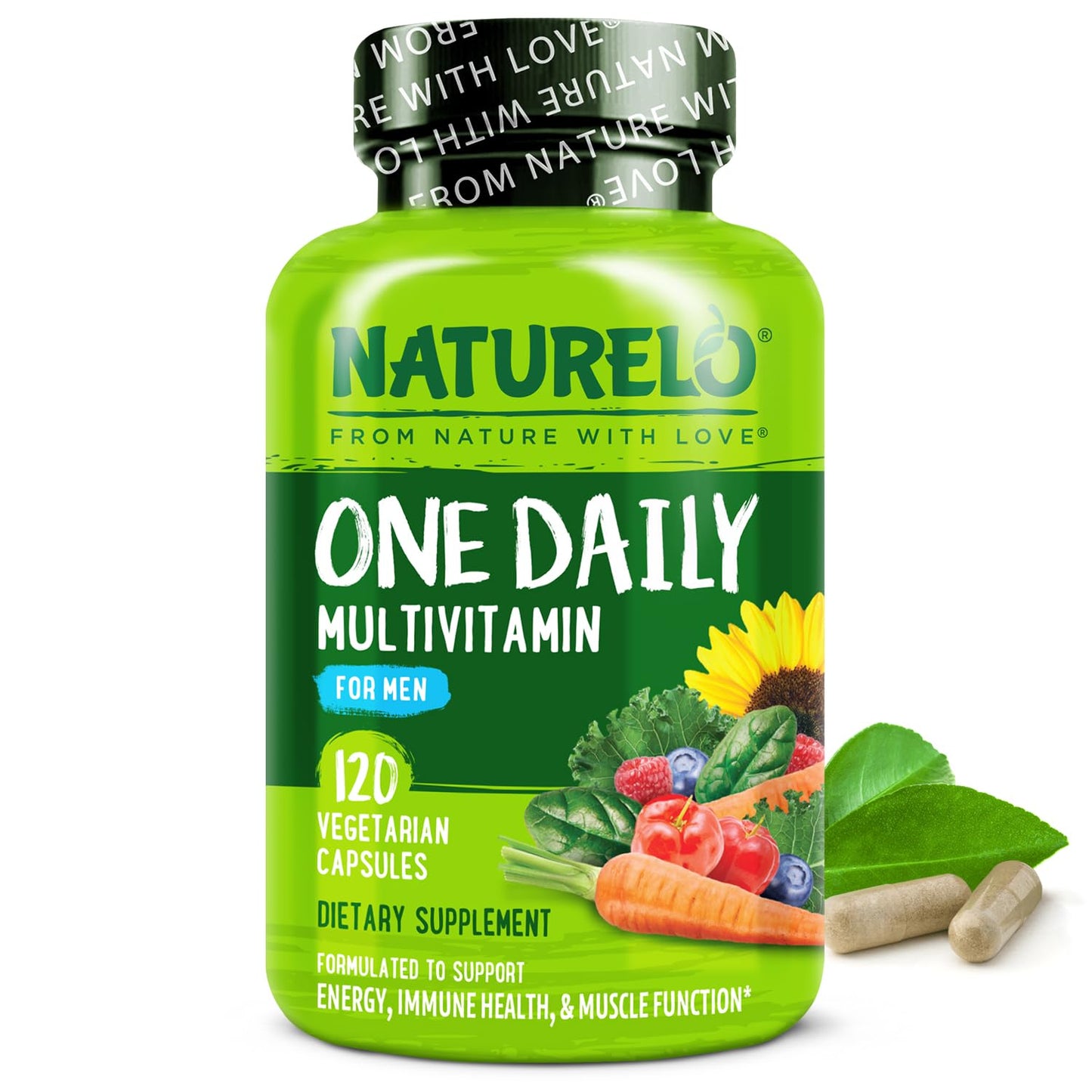 NATURELO Mens Multivitamins - One Daily Multivitamin for Men with Vitamins, Minerals & Organic Whole Foods, Boost Energy & Health - Maple Wellness Supplements
