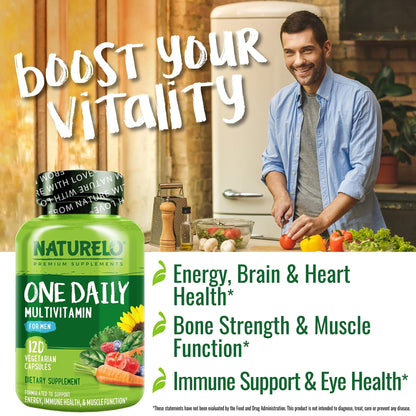 NATURELO Mens Multivitamins - One Daily Multivitamin for Men with Vitamins, Minerals & Organic Whole Foods, Boost Energy & Health - Maple Wellness Supplements