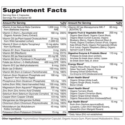 NATURELO Mens Multivitamins - Whole Food Multivitamin for Men with Vitamins, Minerals - 240 Vegetarian Capsules for Energy, Brain, Heart, Eye Health* - Maple Wellness Supplements