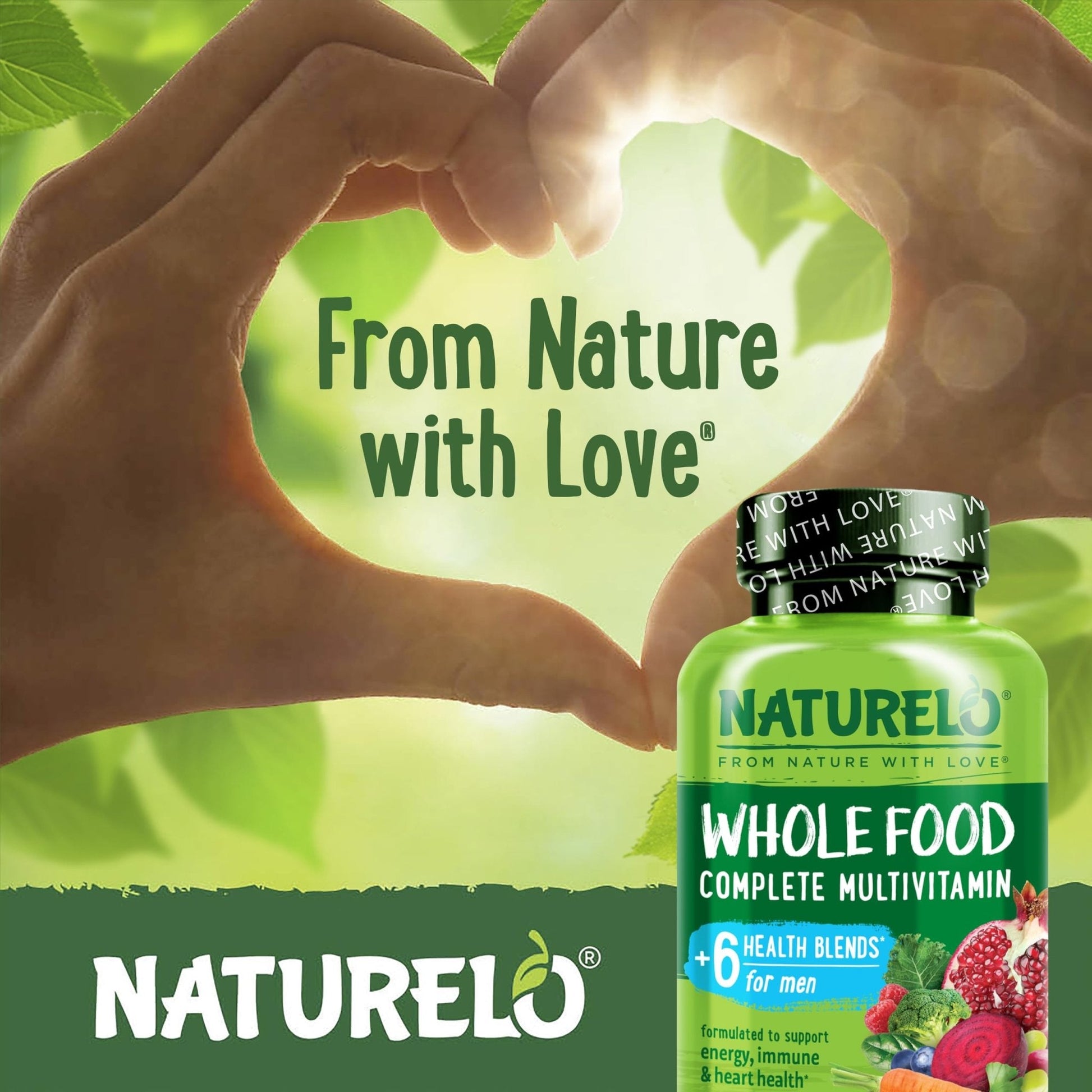 NATURELO Mens Multivitamins - Whole Food Multivitamin for Men with Vitamins, Minerals - 240 Vegetarian Capsules for Energy, Brain, Heart, Eye Health* - Maple Wellness Supplements