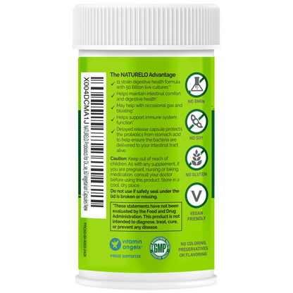 NATURELO Probiotics for Digestive Health - 50 Billion CFU, 11 Strains, Daily Use Supplement - Boosts Immune System, Delayed Release, - Maple Wellness Supplements