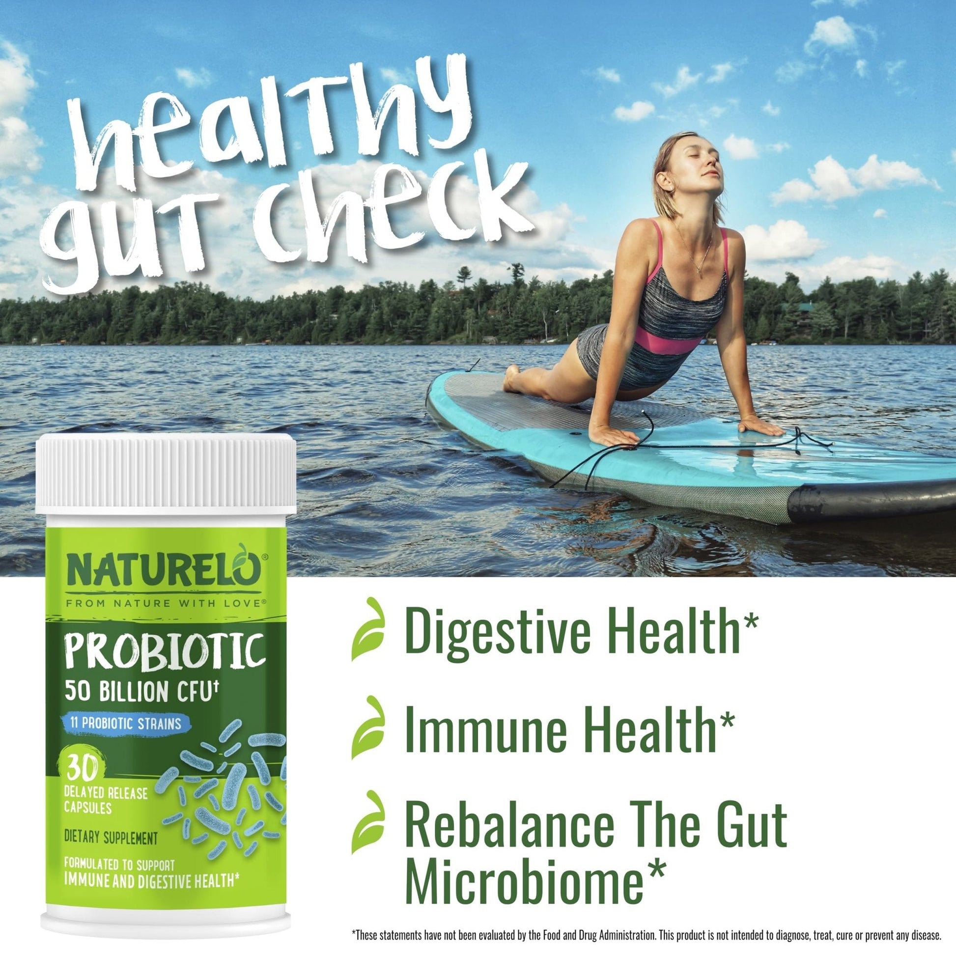 NATURELO Probiotics for Digestive Health, 50 Billion CFU, 30 Vegetarian Capsules, 11 Strains, Daily Use Supplement, Delayed Release, No-Fridge, Helps Boost Immune System, - Maple Wellness Supplements