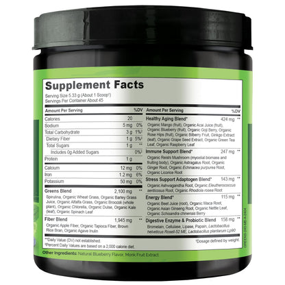 NATURELO Raw Greens Superfood Powder 240 Grams, Mixed Berry - Supports Energy, Immunity and Detox - Includes Spirulina, Wheat Grass and Organic Greens for Whole Food Nutrition - Maple Wellness Supplements
