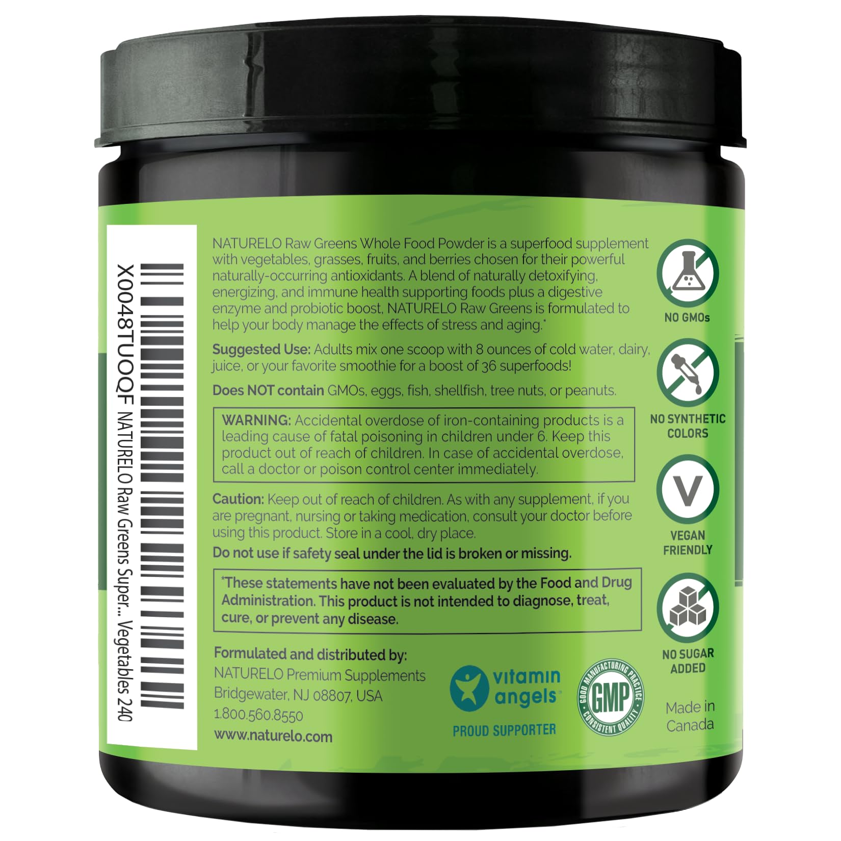 NATURELO Raw Greens Superfood Powder 240 Grams, Mixed Berry - Supports Energy, Immunity and Detox - Includes Spirulina, Wheat Grass and Organic Greens for Whole Food Nutrition - Maple Wellness Supplements