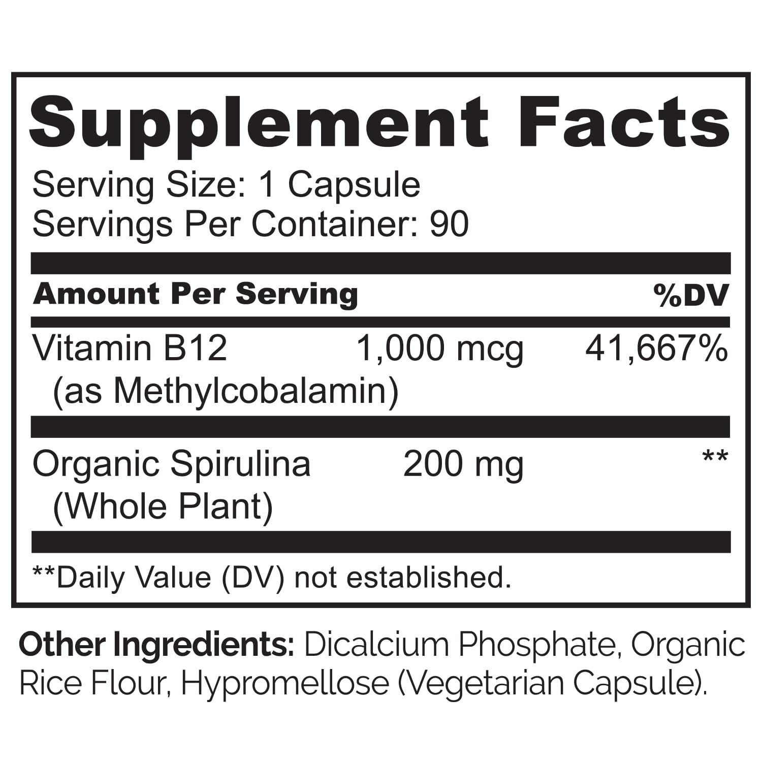NATURELO Vegan B12 - Methyl B12 with Organic Spirulina - High Potency Vitamin B12 1000 mcg Methylcobalamin - Supports Healthy Mood - Maple Wellness Supplements