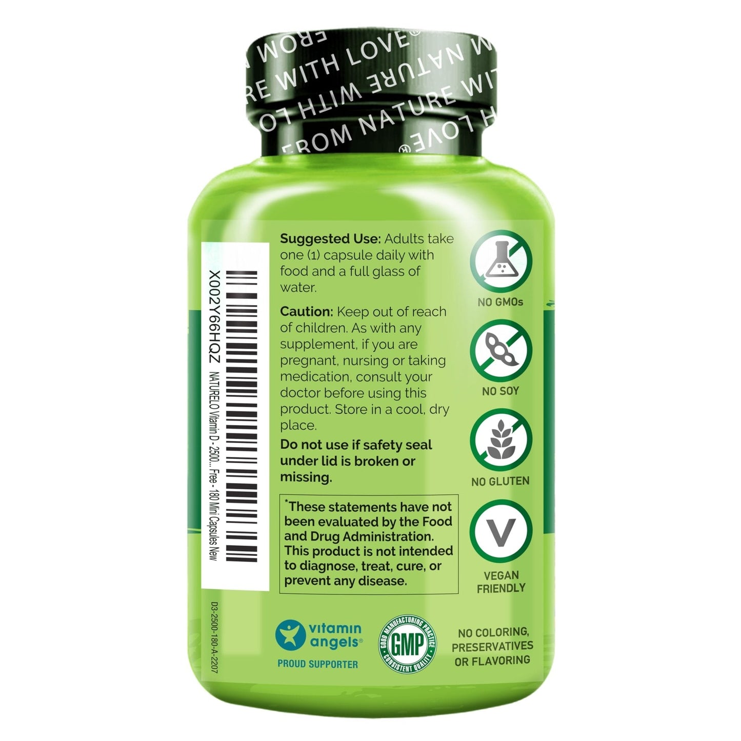 NATURELO Vitamin D - 2500 IU - Plant Based from Lichen - Natural D3 Supplement for Immune System, Bone Support, Joint Health - Vegan - Maple Wellness Supplements