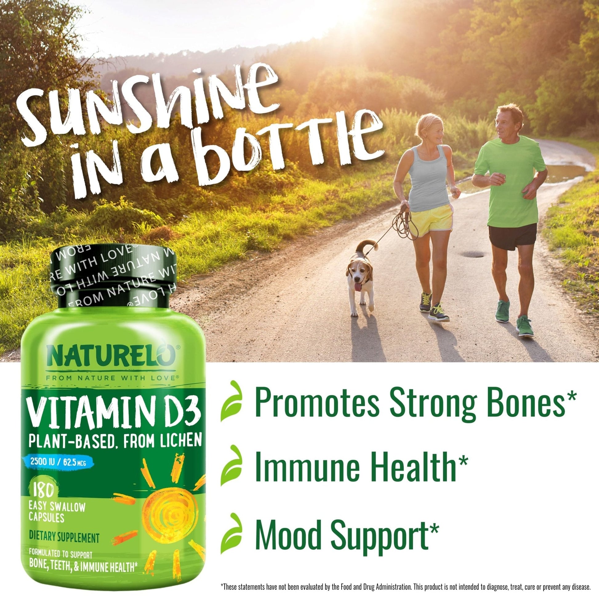 NATURELO Vitamin D - 2500 IU - Plant Based from Lichen - Natural D3 Supplement for Immune System, Bone Support, Joint Health - Vegan - Maple Wellness Supplements