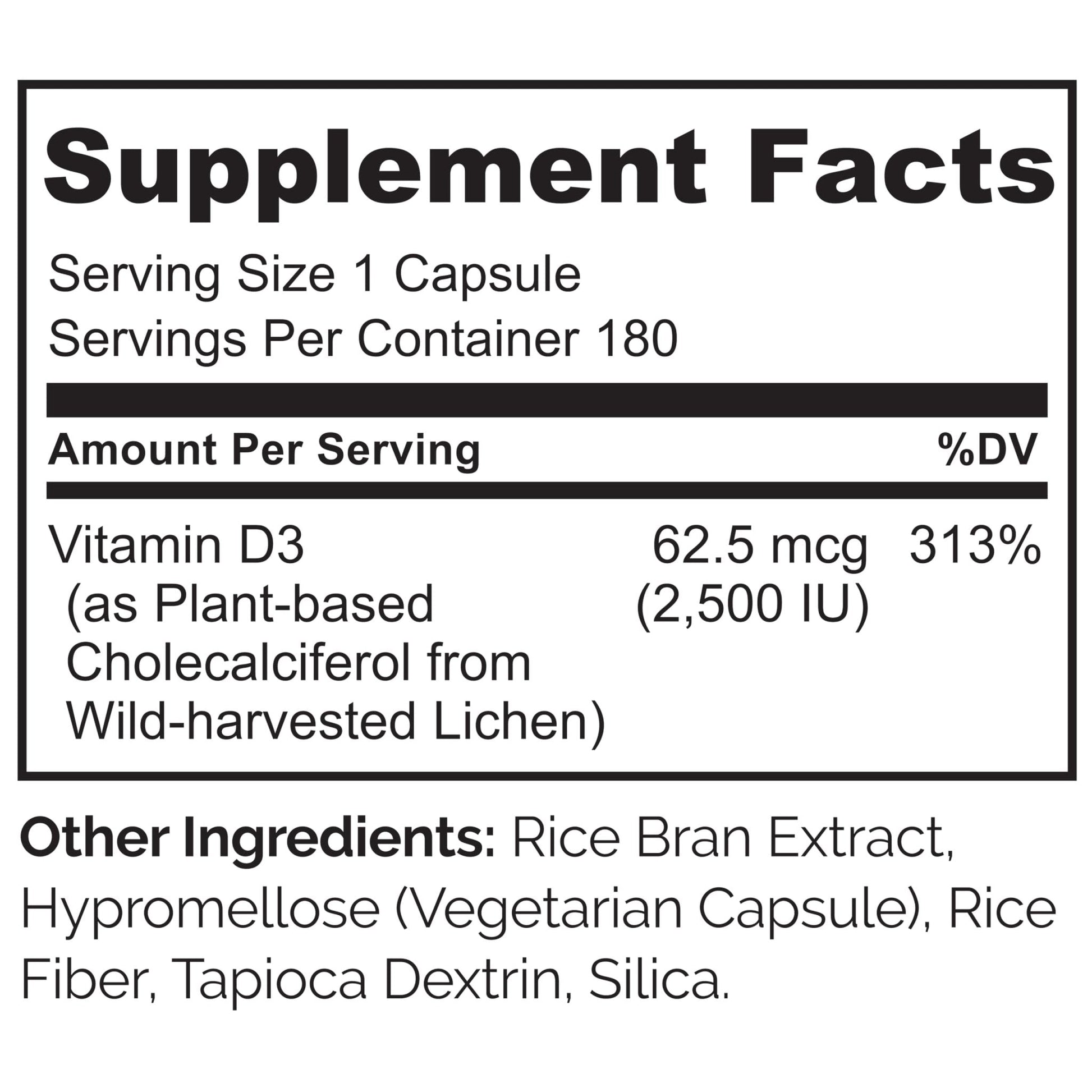 NATURELO Vitamin D - 2500 IU - Plant Based from Lichen - Natural D3 Supplement for Immune System, Bone Support, Joint Health - Vegan - Maple Wellness Supplements